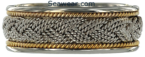 Hand woven braided Turks Head wedding ring