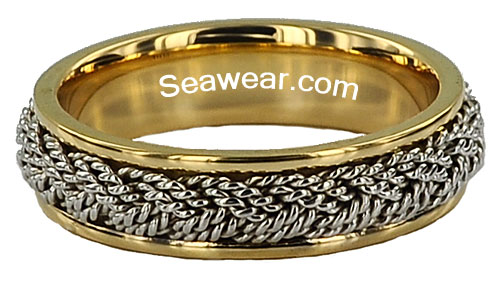 two strand turks head wedding ring with woven braid 