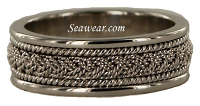 14kt white gold 7mm Turks Head wedding ring