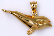 14kt full dimensional 3D gray whale necklace pendant or bracelet charm