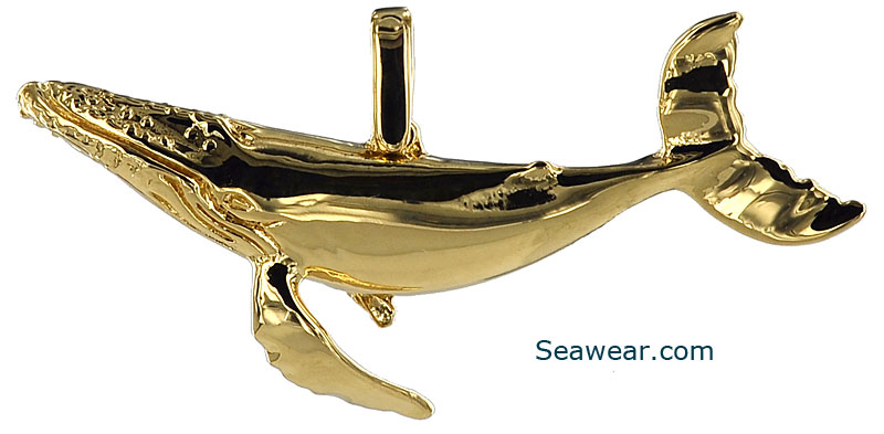 3D Whale Tail Charm Gold Plated Brass Sea Creature Fish Tail