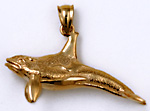 14kt full round 3D orca whale necklace pendant or bracelet charm