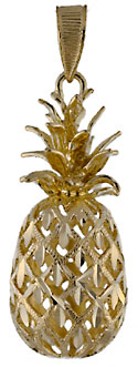 14kt gold filigree pineapple pendant