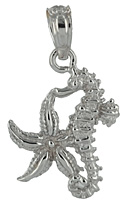white gold starfish seahorse necklace charm pendant